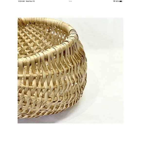 Vtg Hand Woven Blonde Split Oak Butt Egg Linen Antq Basket 19x13” Primitive USA - Picture 10 of 16
